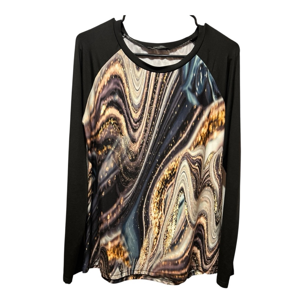Brown and Cream marble Sleeve Graphic Tee